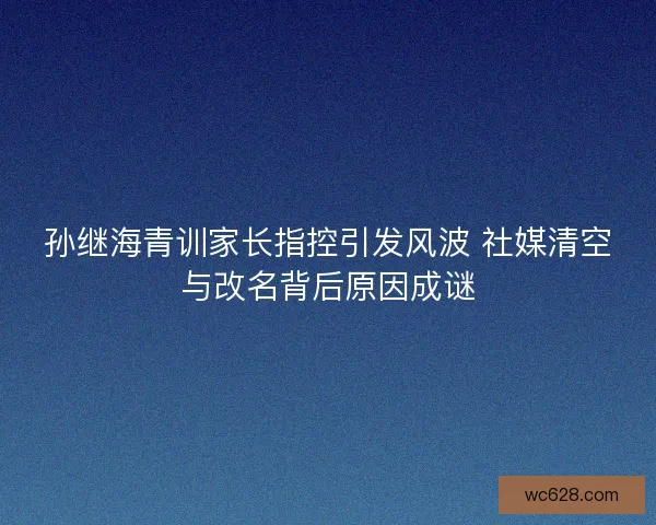 孙继海青训家长指控引发风波 社媒清空与改名背后原因成谜