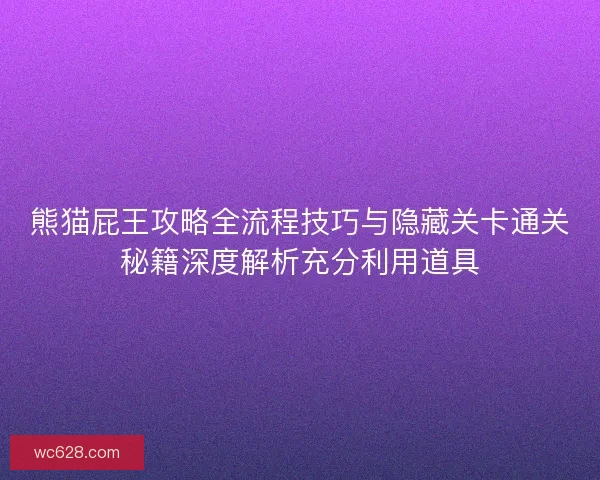 熊猫屁王攻略全流程技巧与隐藏关卡通关秘籍深度解析充分利用道具